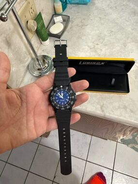 Luminox Blue Dial Men's Navy Seal Watch with Black Rubber Strap